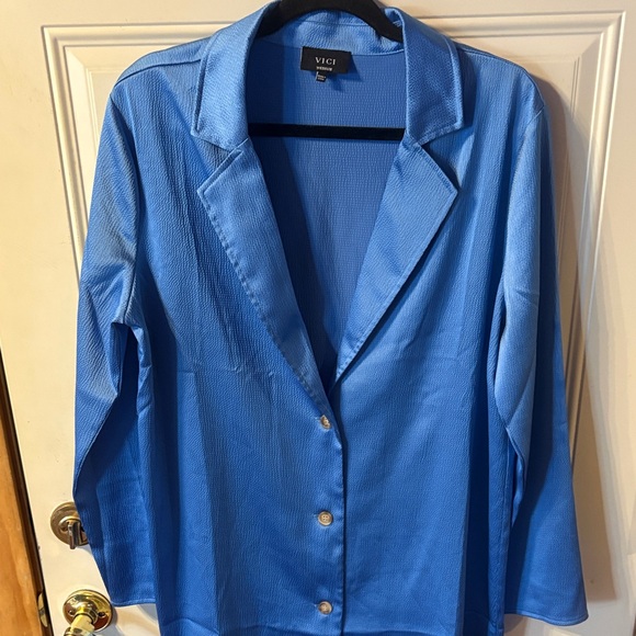 Vici Women's Vibrant Blue Blazer/Jacket Oversized Medium - Picture 3 of 6